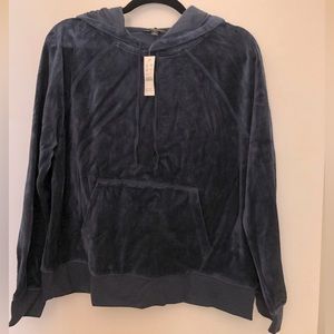 NWT J. Crew Navy Velvet Hoodie | M